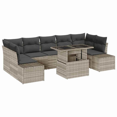 Sofa Sæt med pude 8 pcs Lysegrå polyrattan