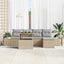 Havesofa Sæt med pude 6 pcs Beige og lys grå polyrattan
