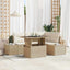 Havesofa Sæt med pude 5 pcs Beige og creme polyrattan