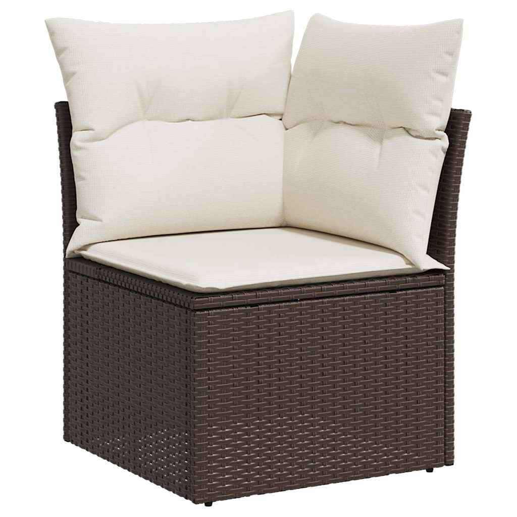 Havesofa Sæt med pude med opbevaring 7 pcs Brun og cremefarvet