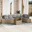 Havesofa Sæt med pude 7 pcs Beige og lys grå polyrattan