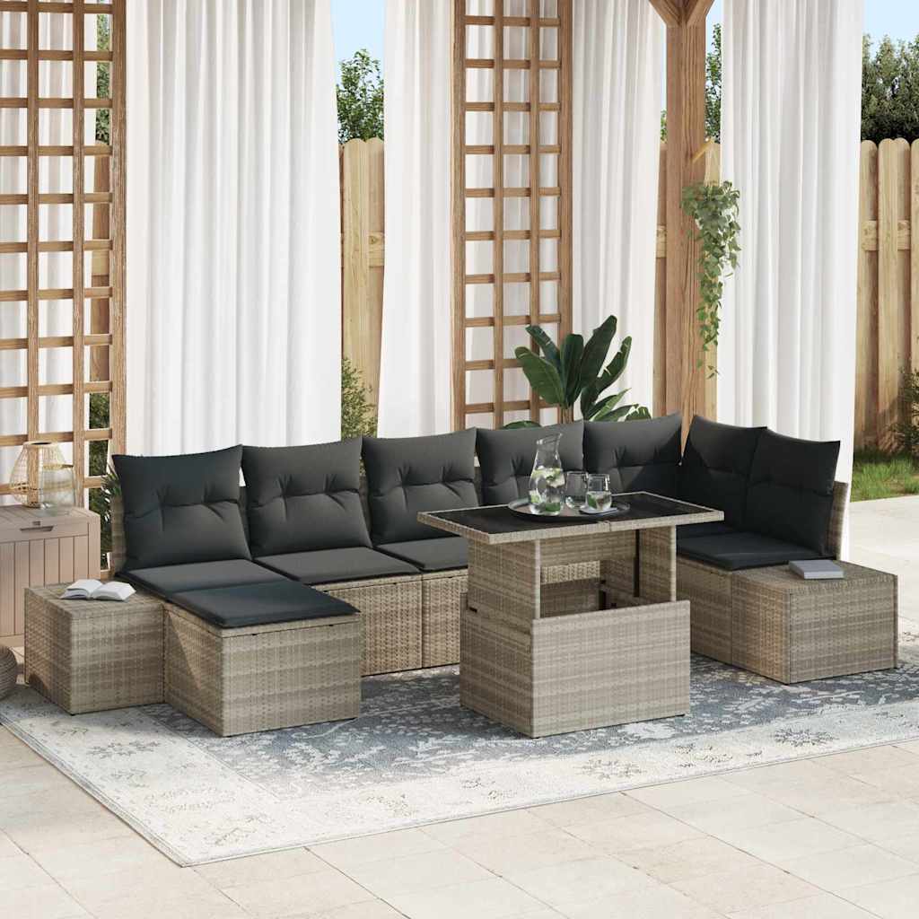 Havesofa Sæt med pude 8 pcs Lysegrå