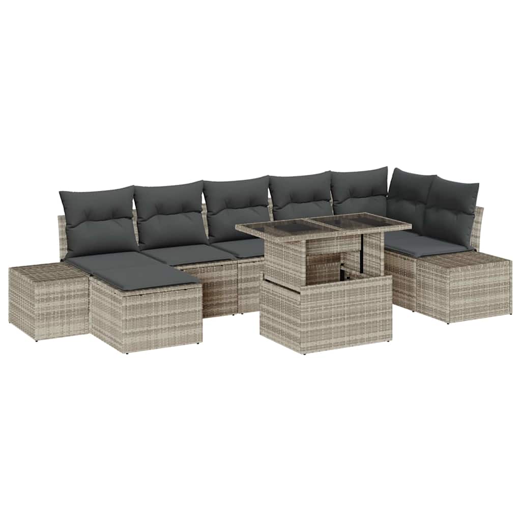 Havesofa Sæt med pude 8 pcs Lysegrå