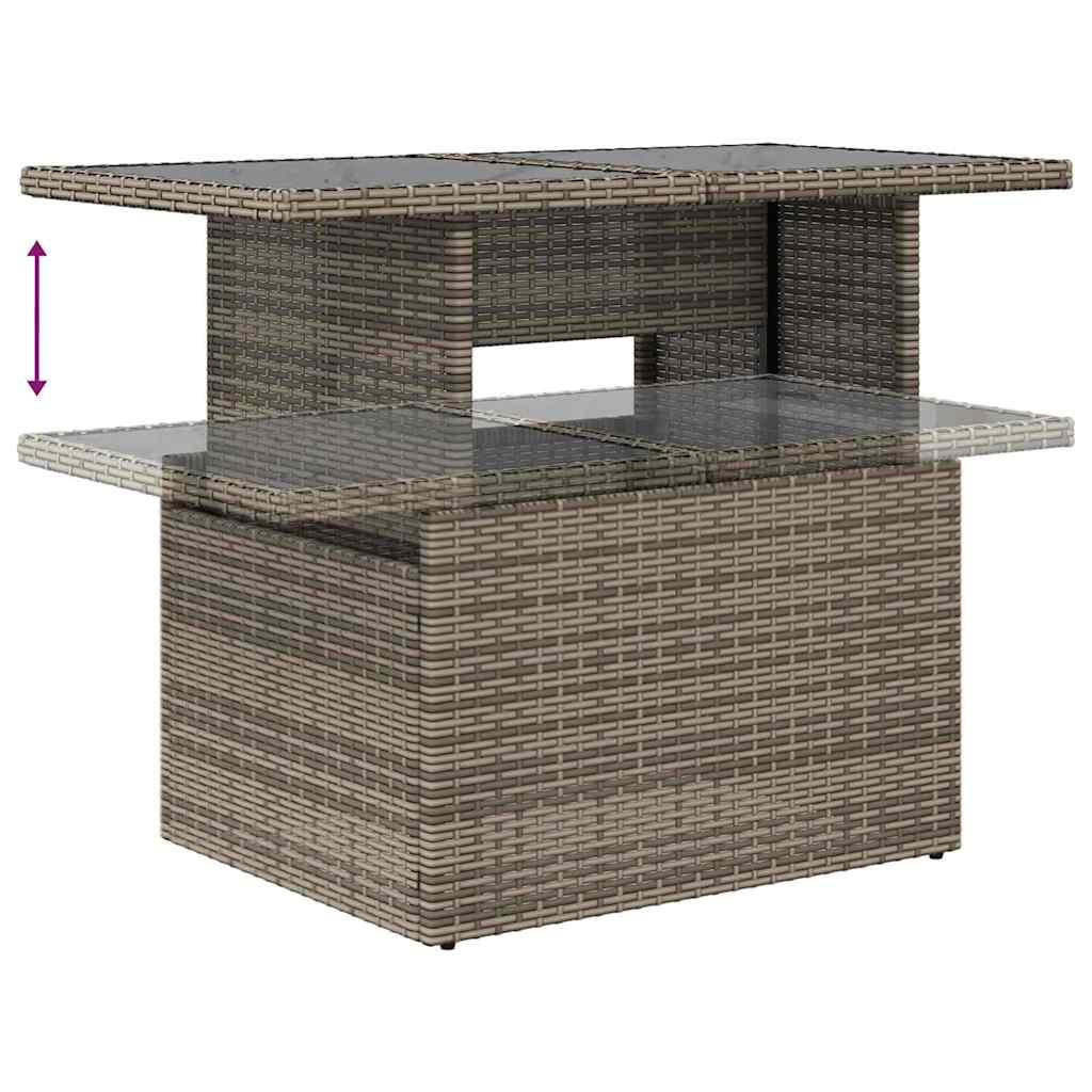 Havesofa Sæt med pude med opbevaring 9 pcs Grå polyrattan