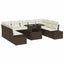 Havesofa Sæt med pude 10 pcs Brun og Creme polyrattan