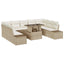 Havesofa Sæt med pude 10 pcs Beige og creme polyrattan