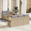 Havesofa Sæt med pude 6 pcs Beige og lys grå polyrattan
