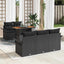 Havesofa Sæt med pude 6 pcs Sort polyrattan