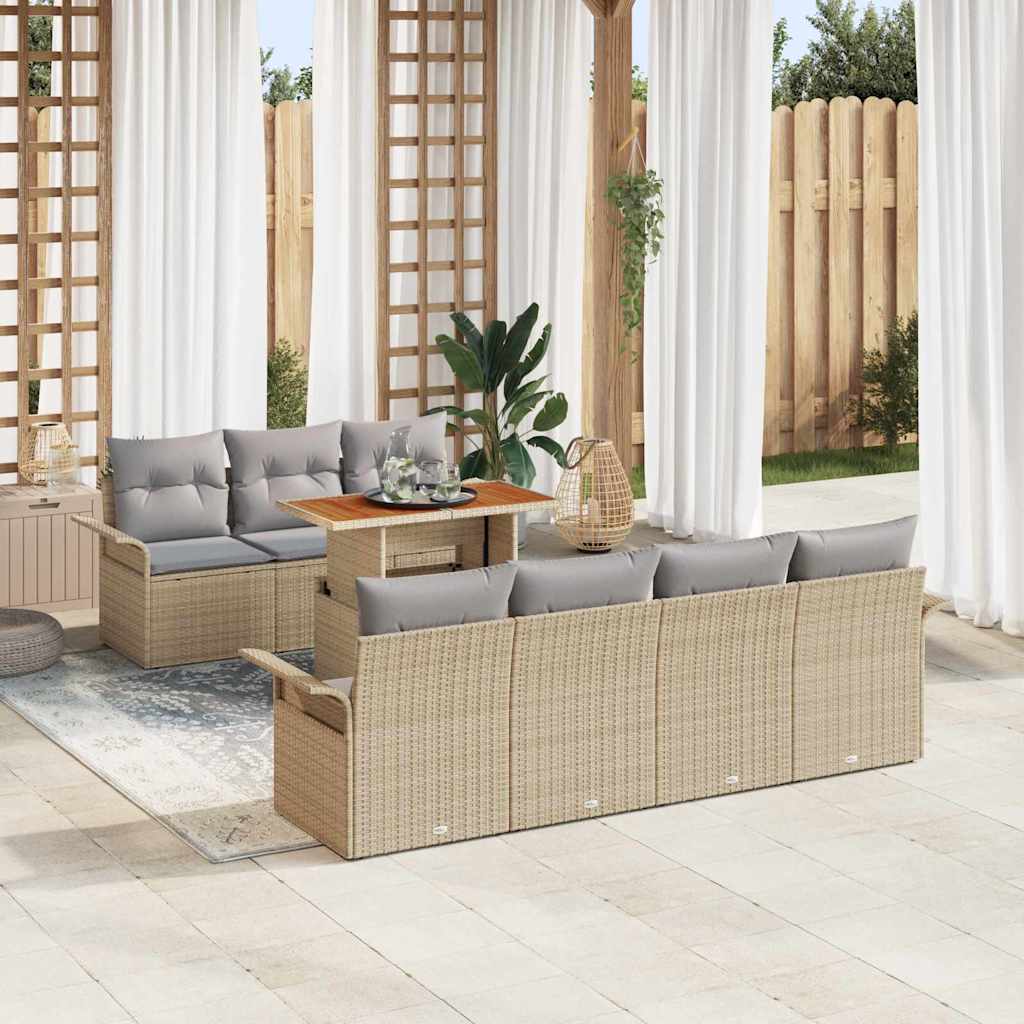 Havesofa Sæt med pude 8 pcs beige og lysegrå