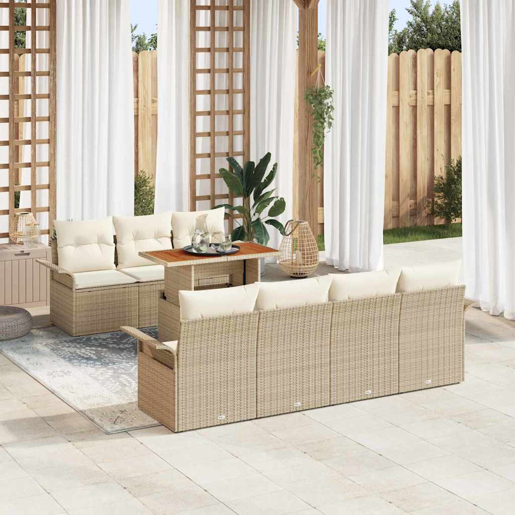 Havesofa Sæt med pude 8 pcs beige og cremefarvet