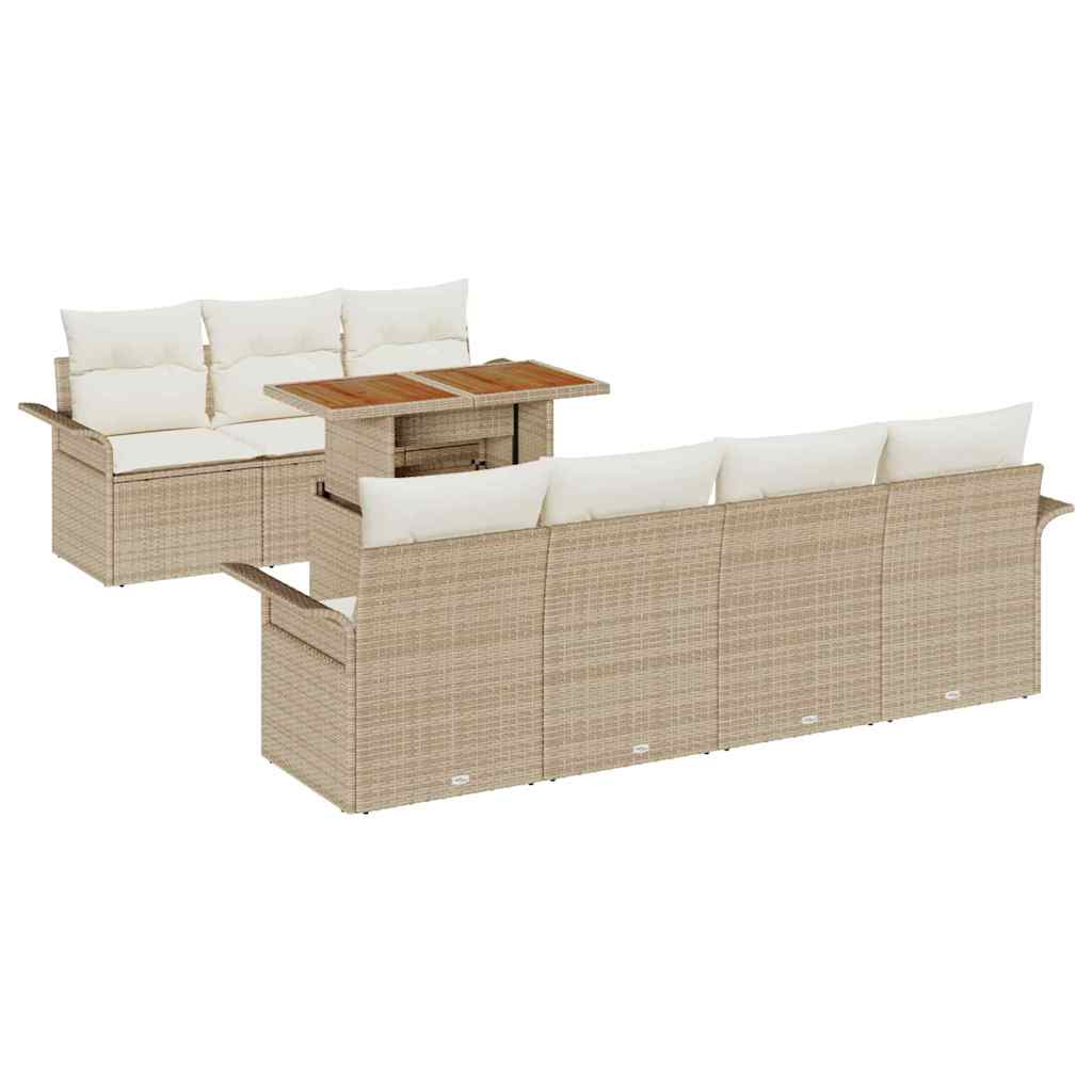 Havesofa Sæt med pude 8 pcs beige og cremefarvet
