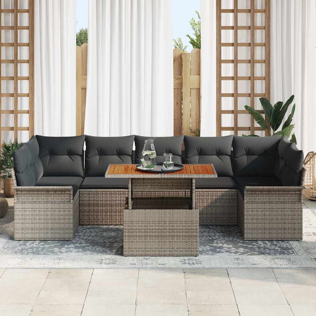 Havesofa Sæt med pude 8 pcs Grå