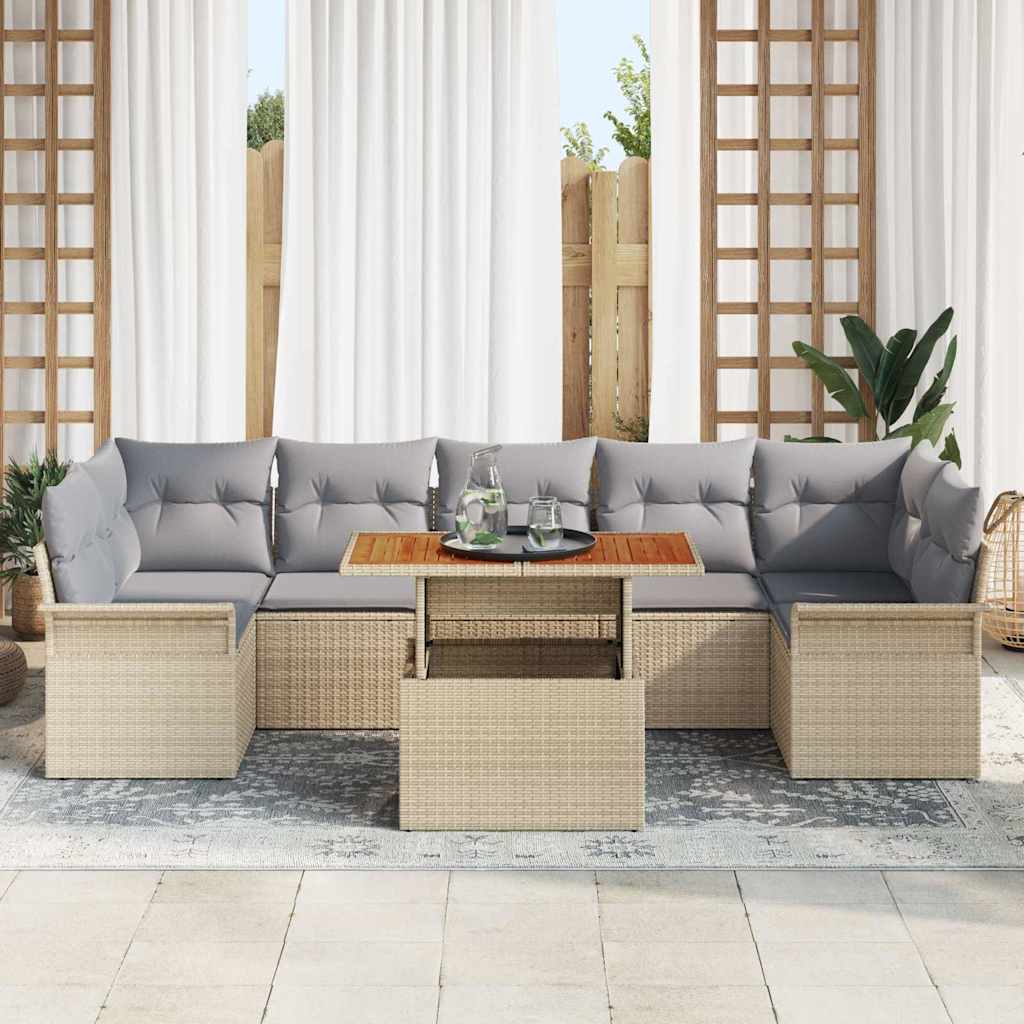 Havesofa Sæt med pude 8 pcs beige og lysegrå
