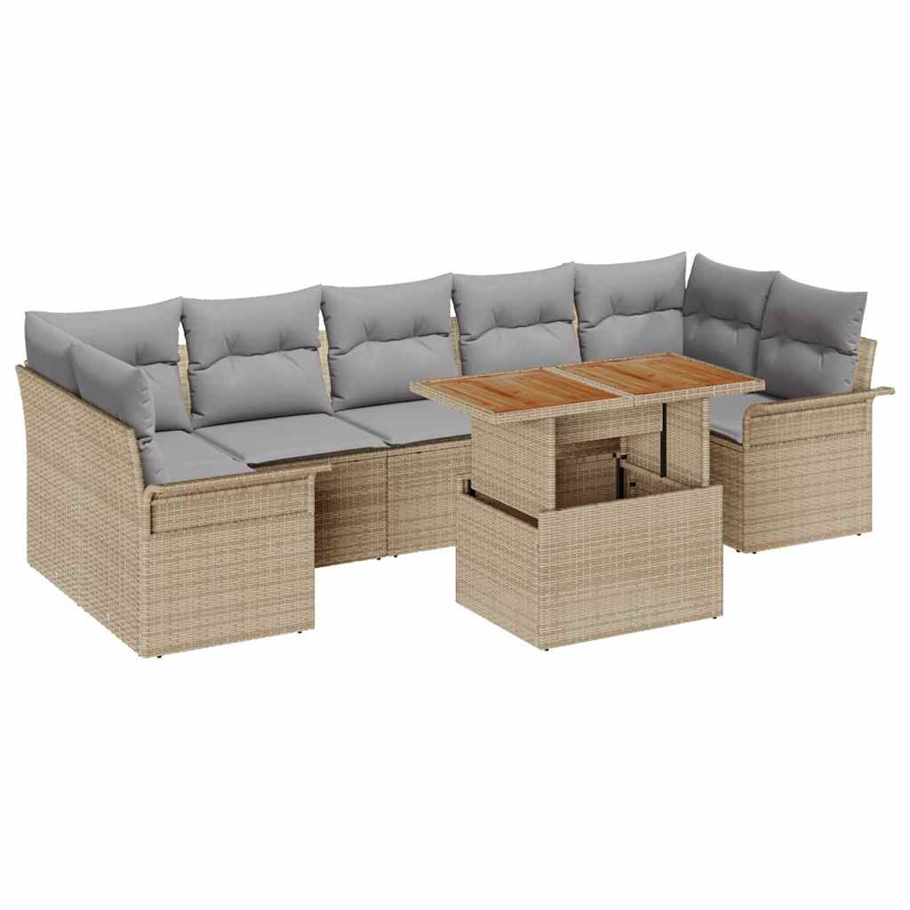 Havesofa Sæt med pude 8 pcs beige og lysegrå
