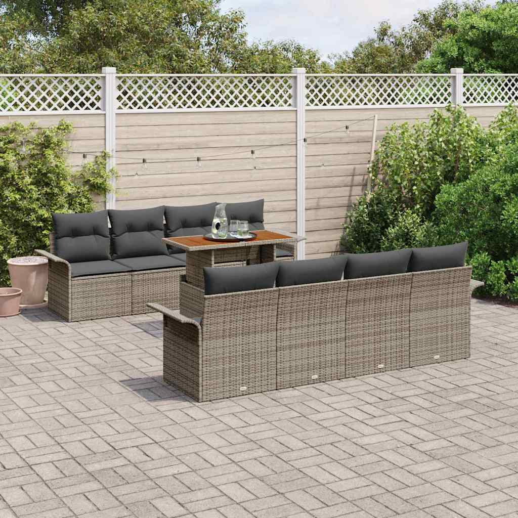 Havesofa Sæt med pude 7 pcs Grå polyrattan