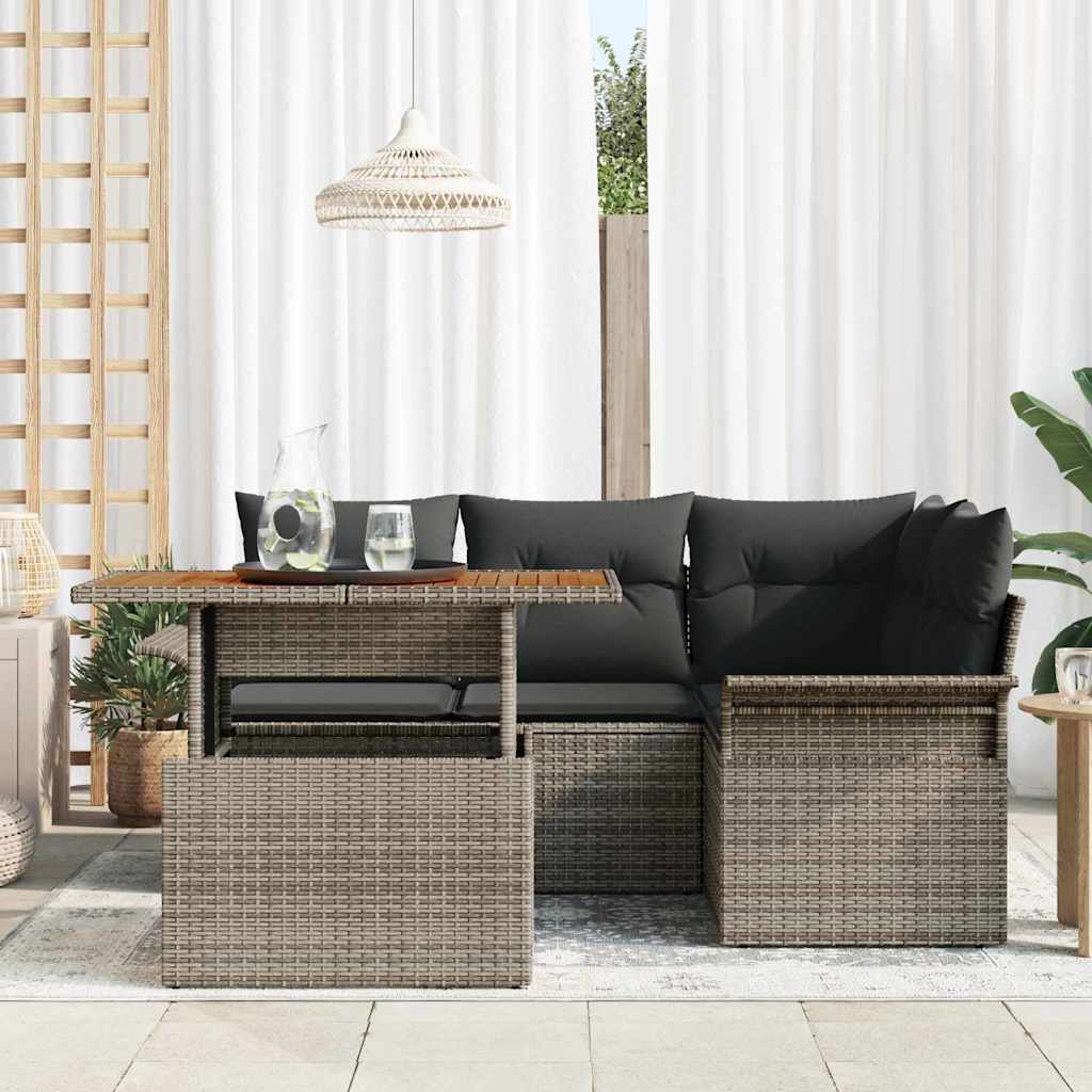 Havesofa Sæt med pude 5 pcs Grå
