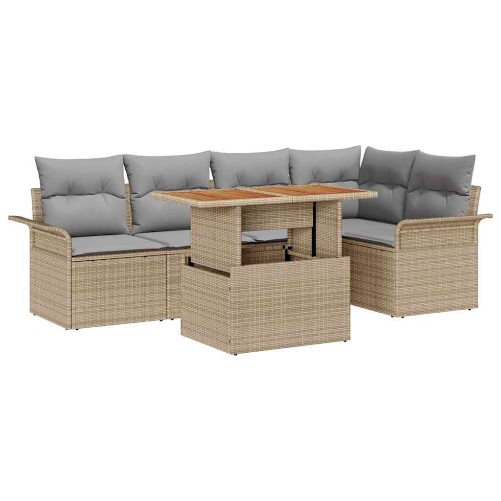 Havesofa Sæt med pude 6 pcs beige og lysegrå