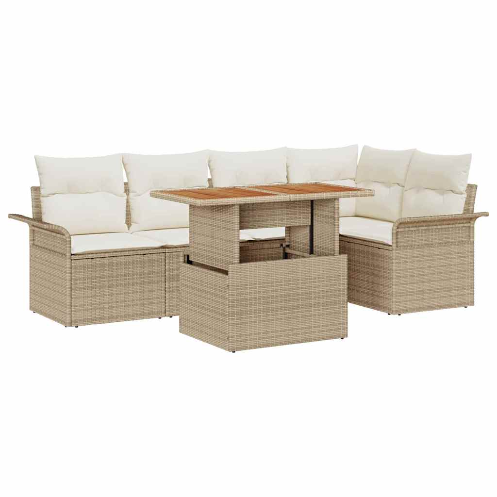 Havesofa Sæt med pude 6 pcs beige og cremefarvet