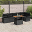 Havesofa Sæt med pude 7 pcs Sort polyrattan
