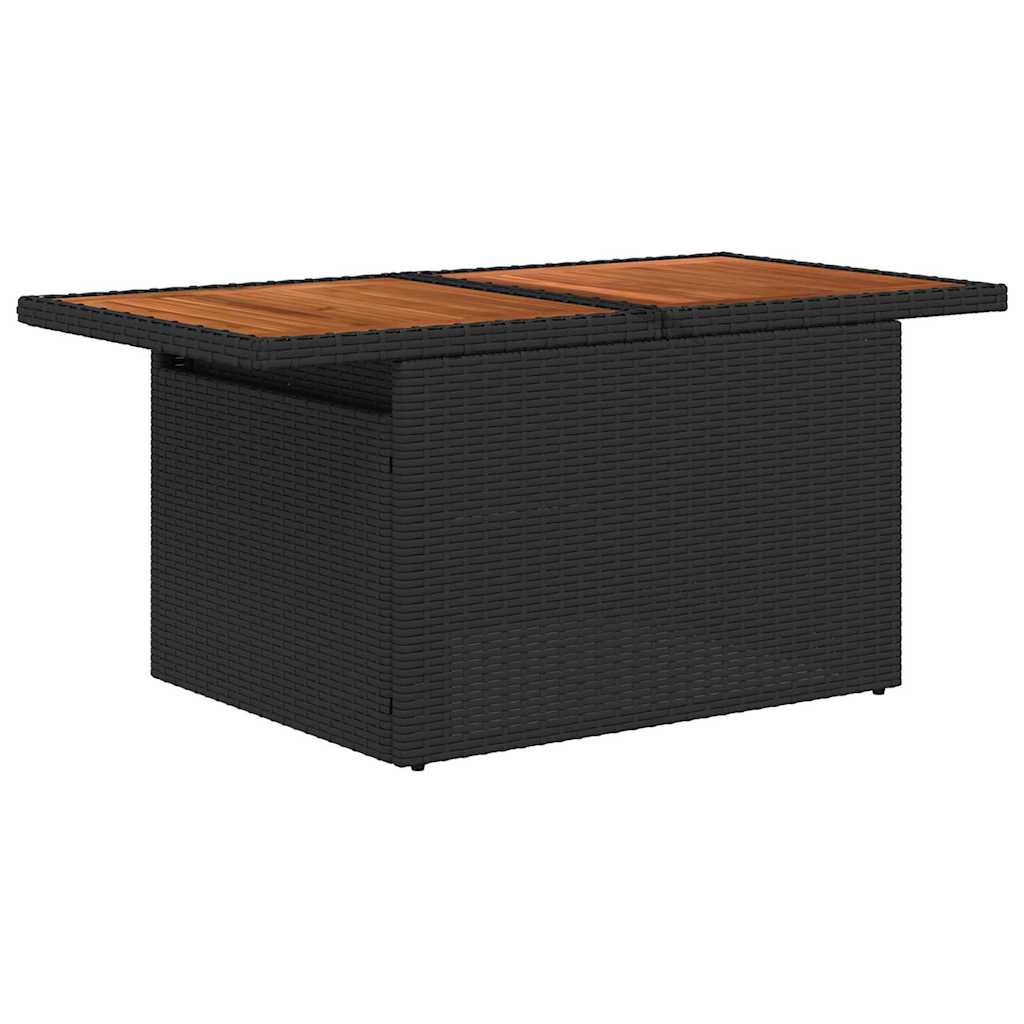Havesofa Sæt med pude 7 pcs Sort polyrattan
