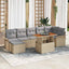 Havesofa Sæt med pude 8 pcs Beige og lys grå polyrattan