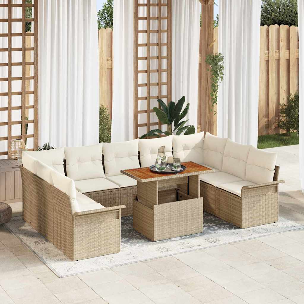 Havesofa Sæt med pude 10 pcs beige og cremefarvet