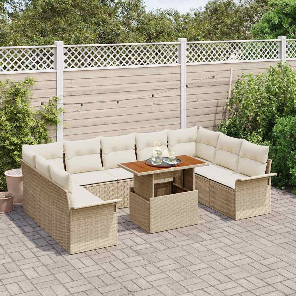 Havesofa Sæt med pude 10 pcs beige og cremefarvet