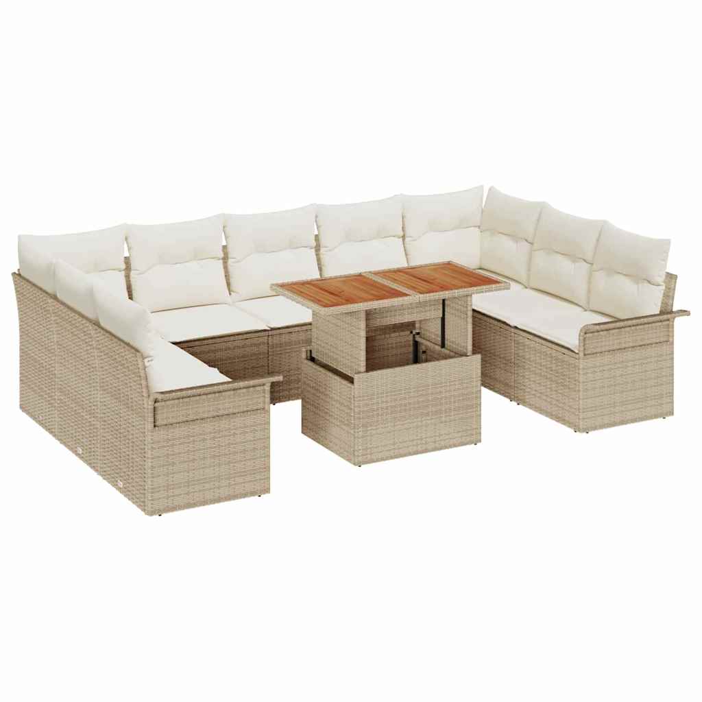 Havesofa Sæt med pude 10 pcs beige og cremefarvet