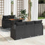 Havesofa Sæt med pude 6 pcs Sort polyrattan