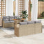 Havesofa Sæt med pude 7 pcs Beige og lys grå polyrattan