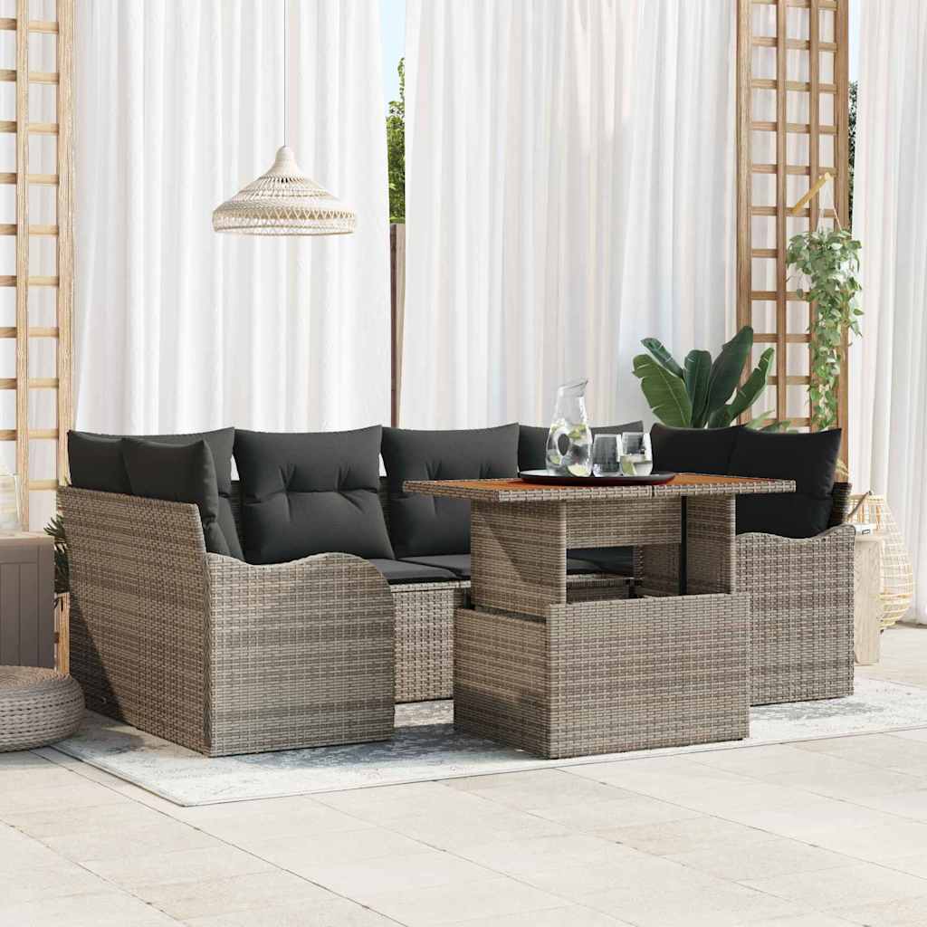 Havesofa Sæt med pude 7 pcs Grå