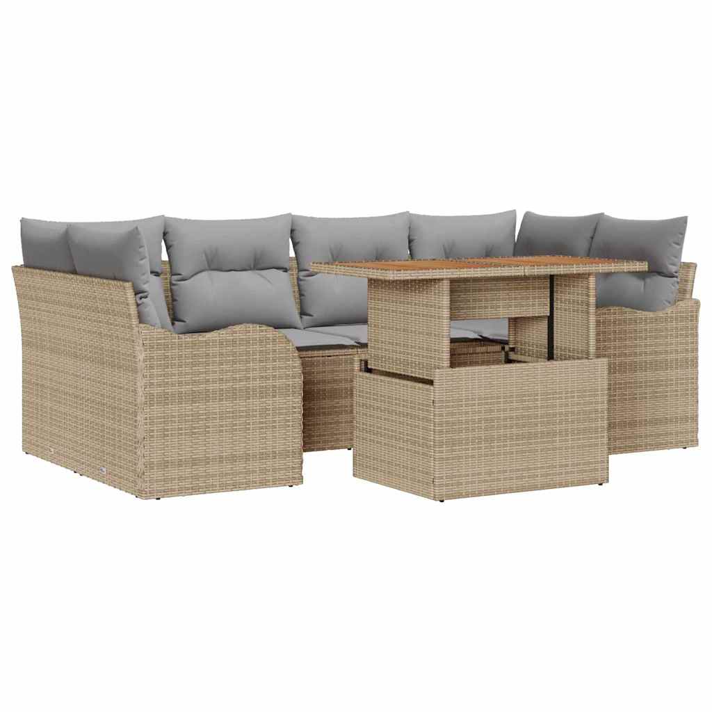 Havesofa Sæt med pude 7 pcs beige og lysegrå