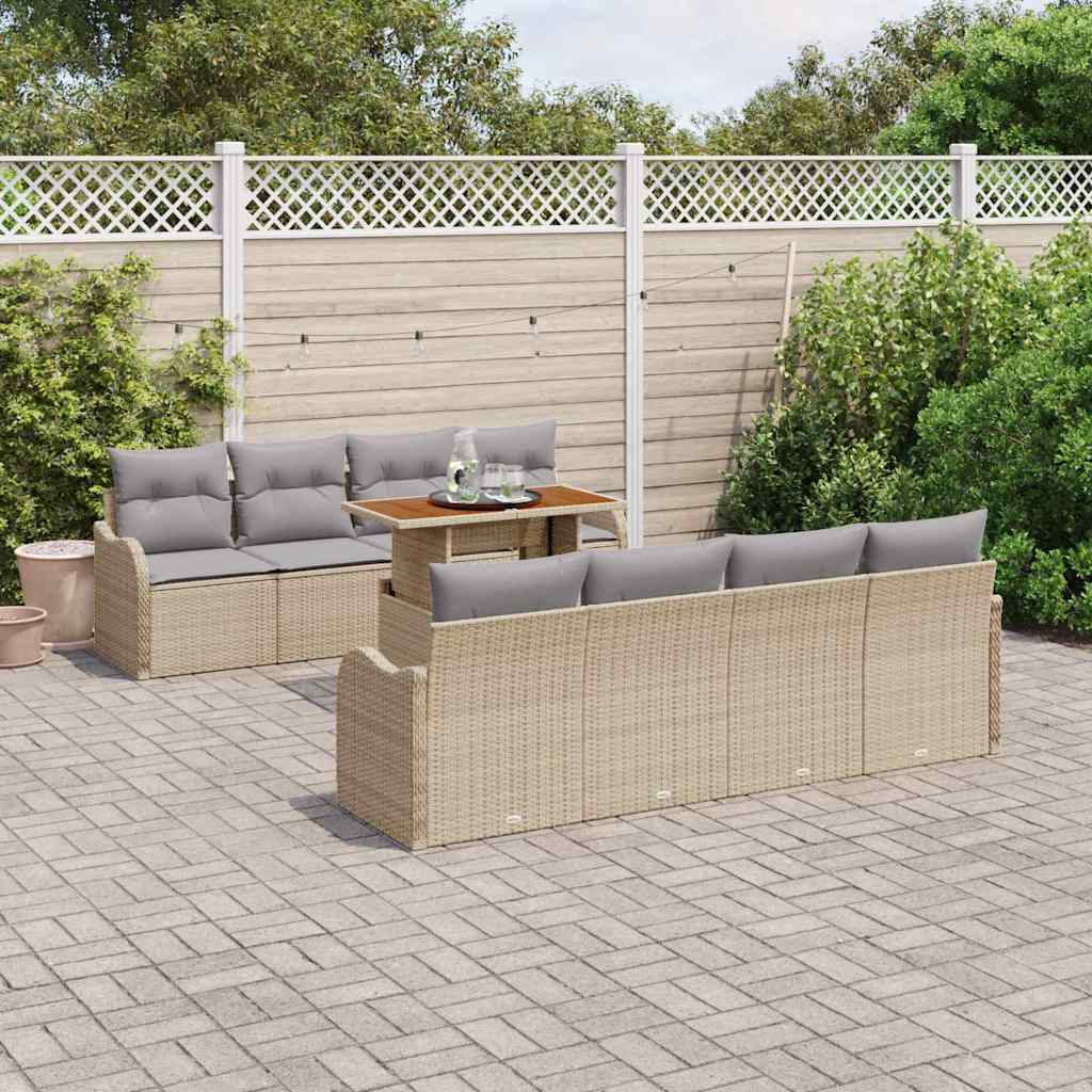 Havesofa Sæt med pude 7 pcs beige og lysegrå