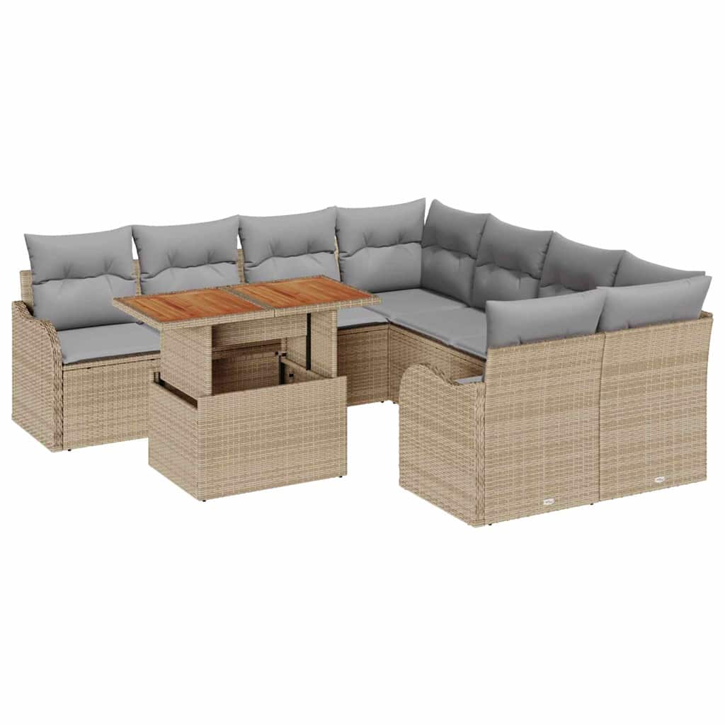 Havesofa Sæt med pude 7 pcs beige og lysegrå