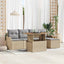 Havesofa Sæt med pude 6 pcs Beige og lys grå polyrattan