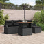 Havesofa Sæt med pude 6 pcs Sort polyrattan