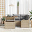 Havesofa Sæt med pude 5 pcs Beige og lys grå polyrattan