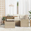 Havesofa Sæt med pude 5 pcs Beige og creme polyrattan