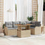Havesofa Sæt med pude 6 pcs Beige og lys grå polyrattan