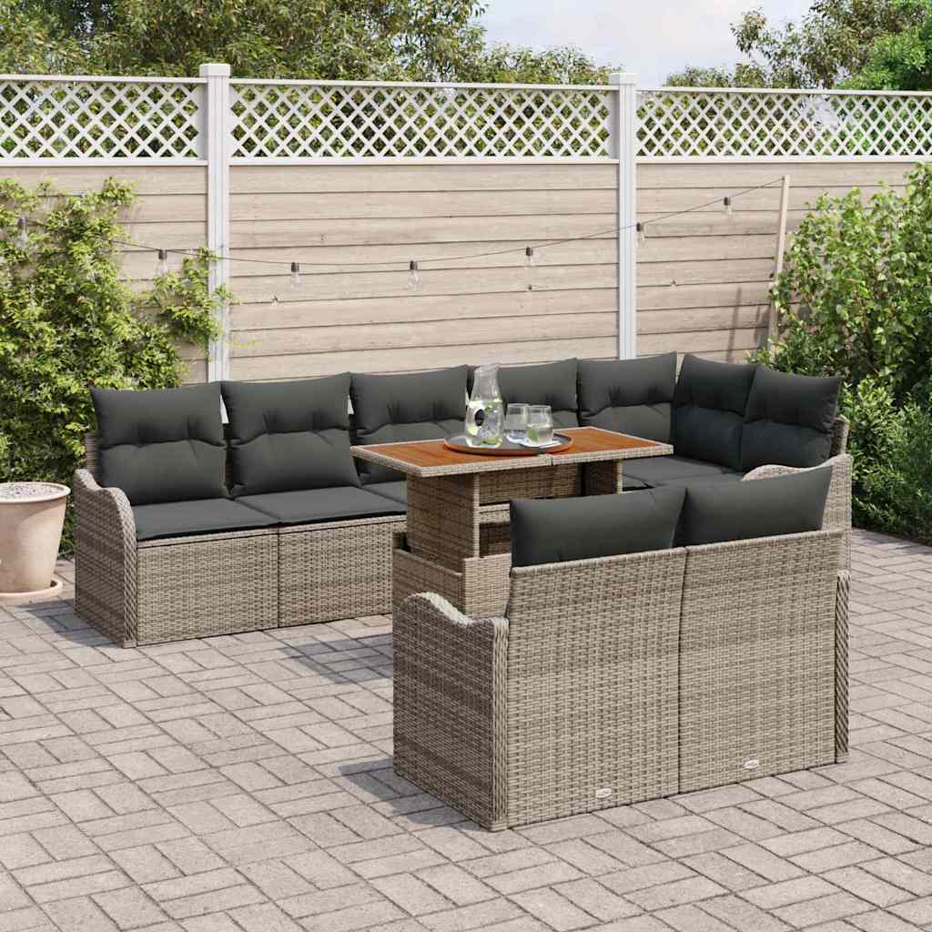 Havesofa Sæt med pude 9 pcs Grå