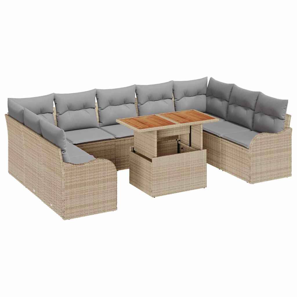 Havesofa Sæt med pude 10 pcs beige og lysegrå