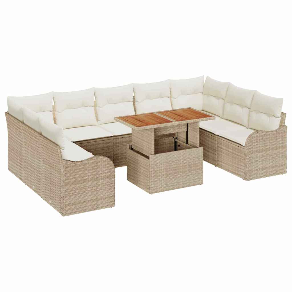 Havesofa Sæt med pude 10 pcs beige og cremefarvet