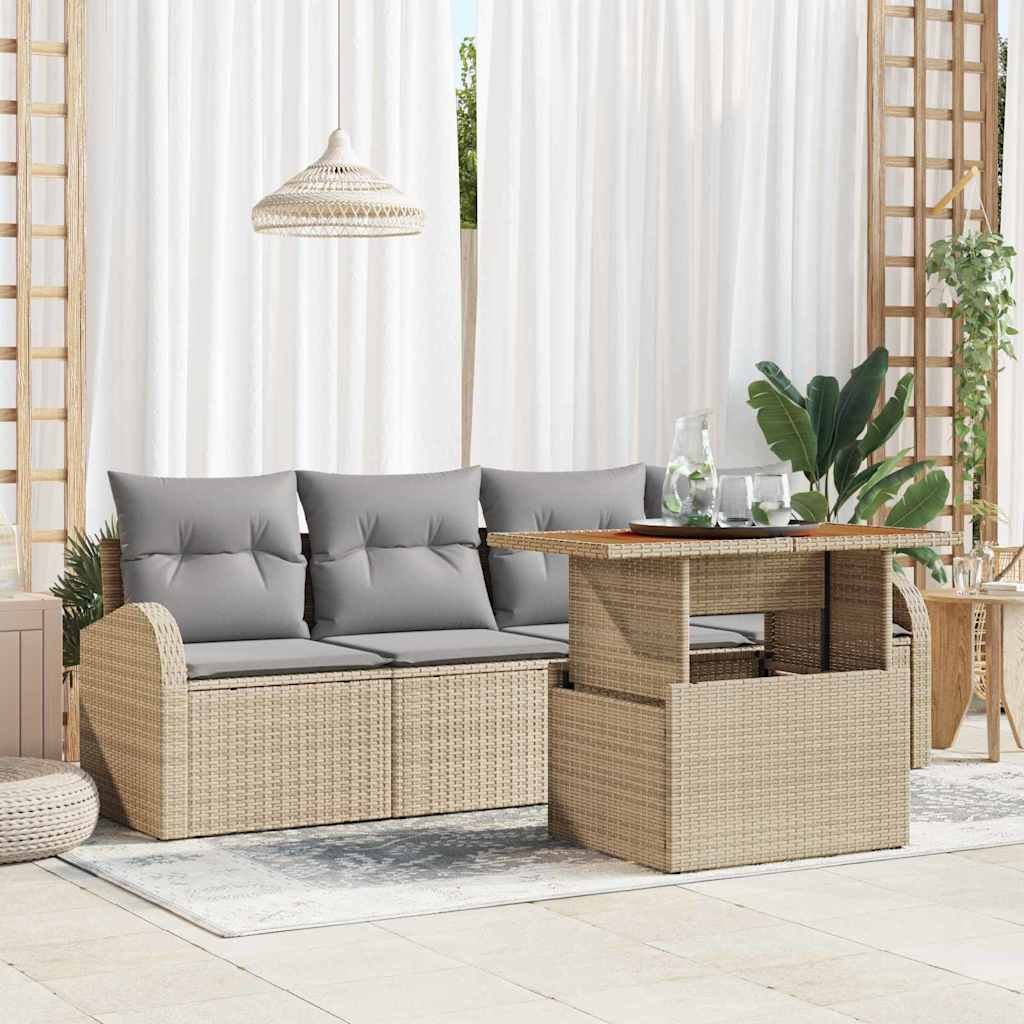 Havesofa Sæt 5 pcs beige og lysegrå