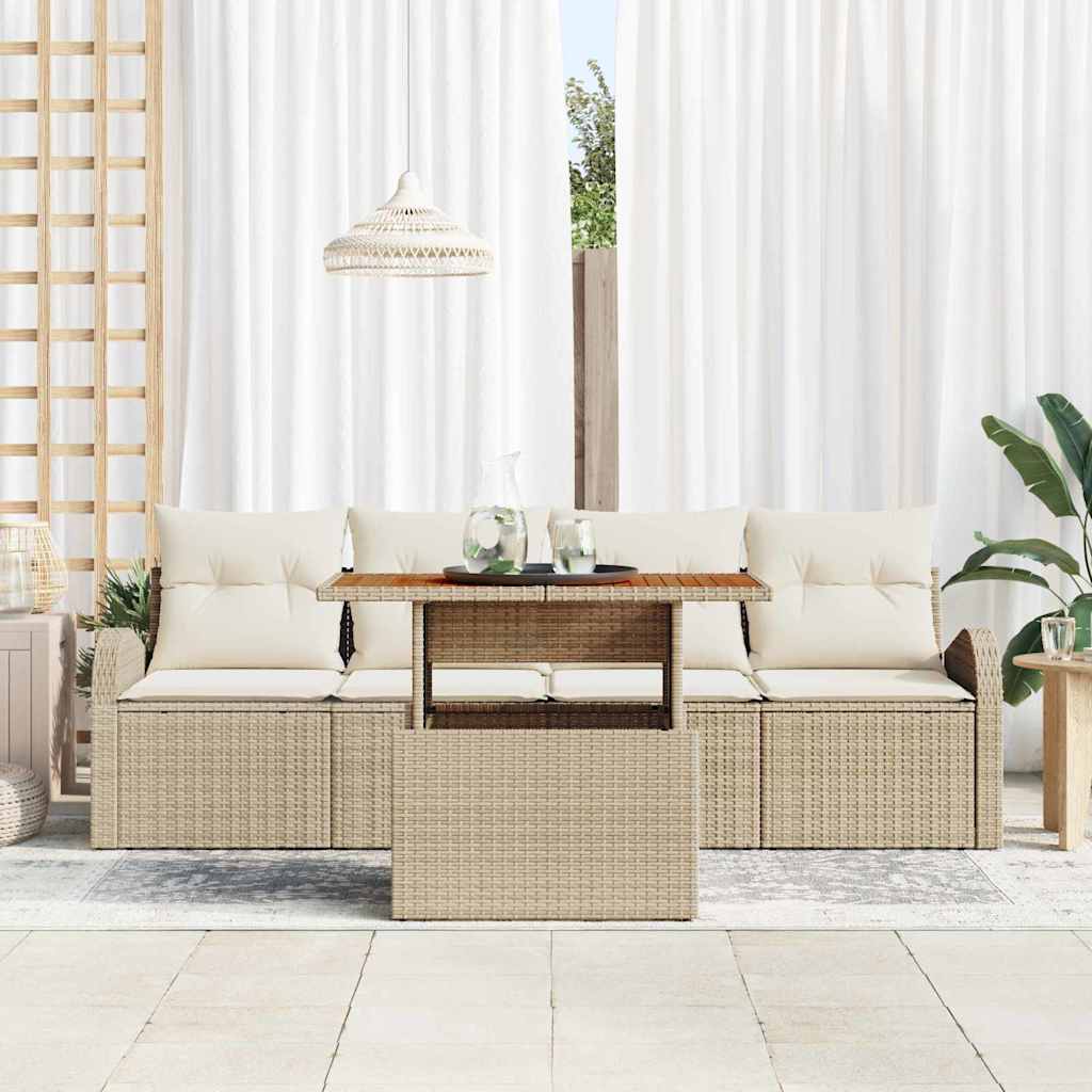 Havesofa Sæt 5 pcs beige og cremefarvet