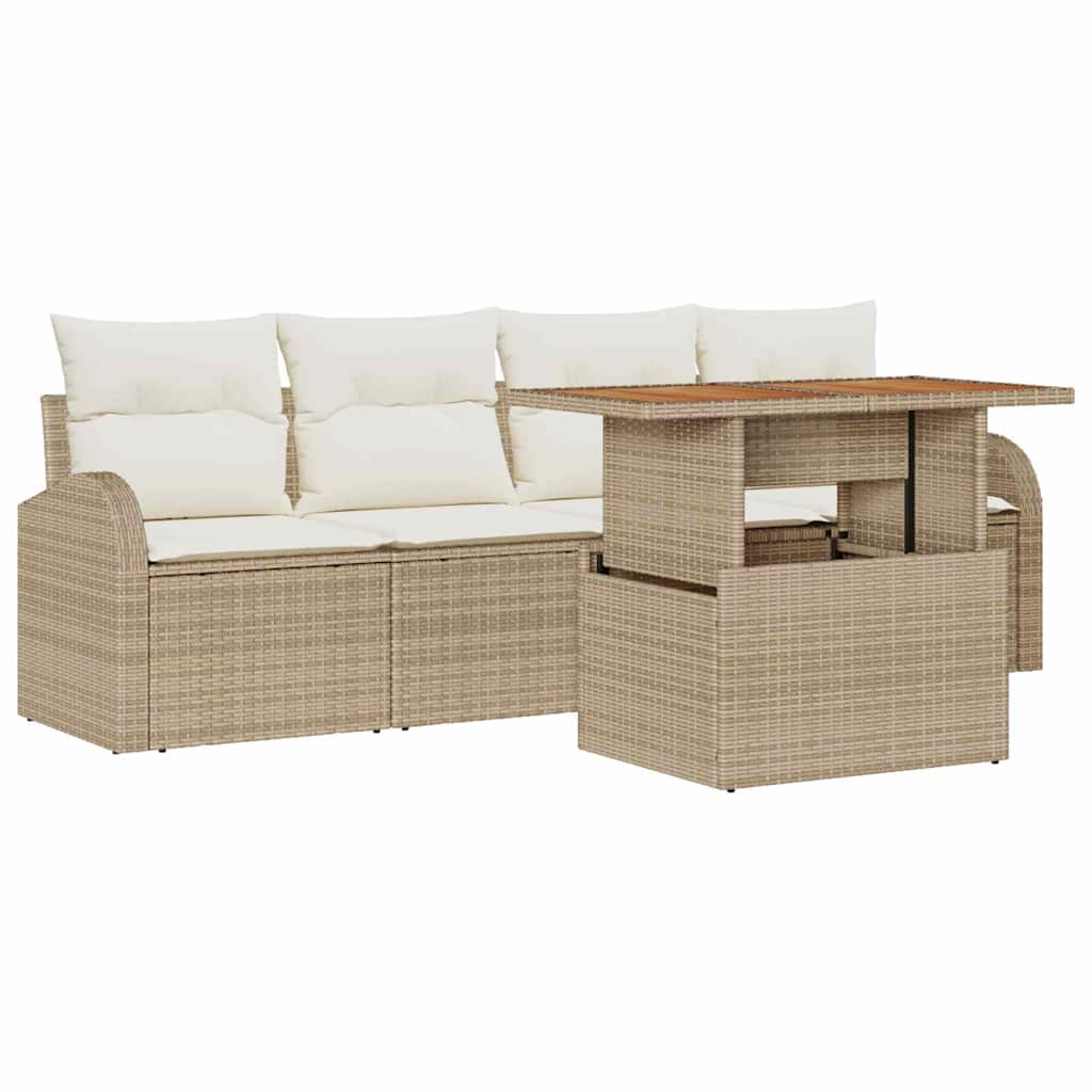 Havesofa Sæt 5 pcs beige og cremefarvet