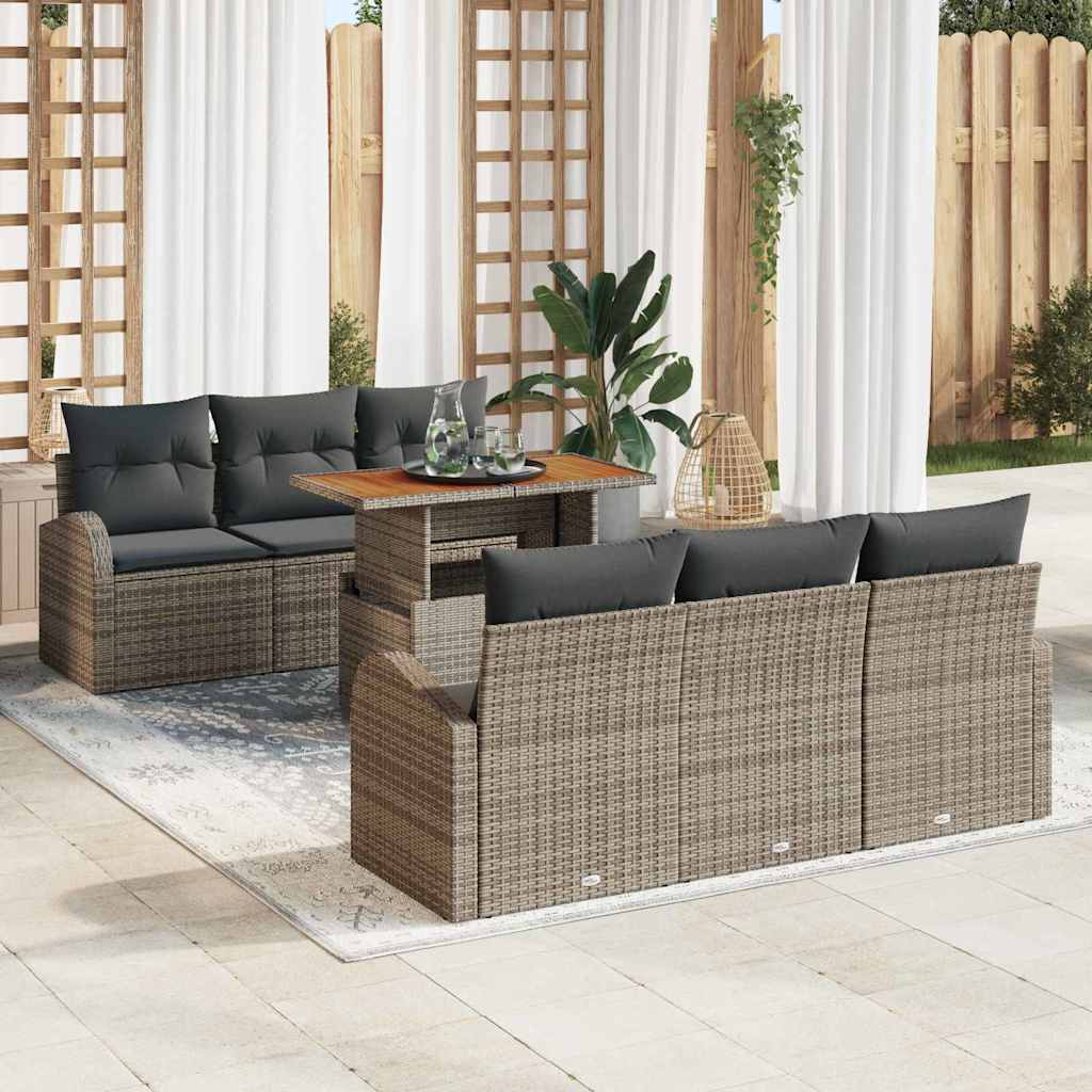 Havesofa Sæt med pude 7 pcs Grå