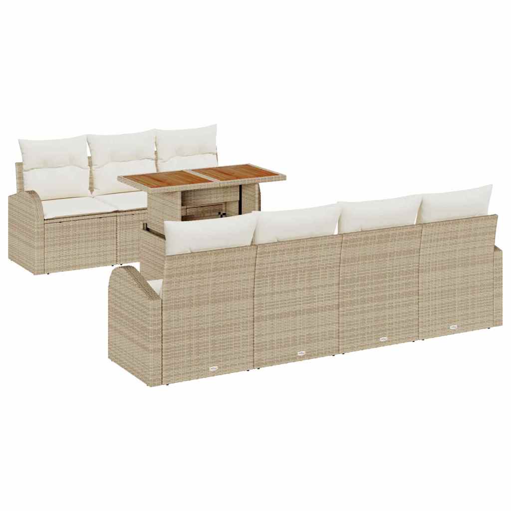 Havesofa Sæt med pude 8 pcs beige og cremefarvet