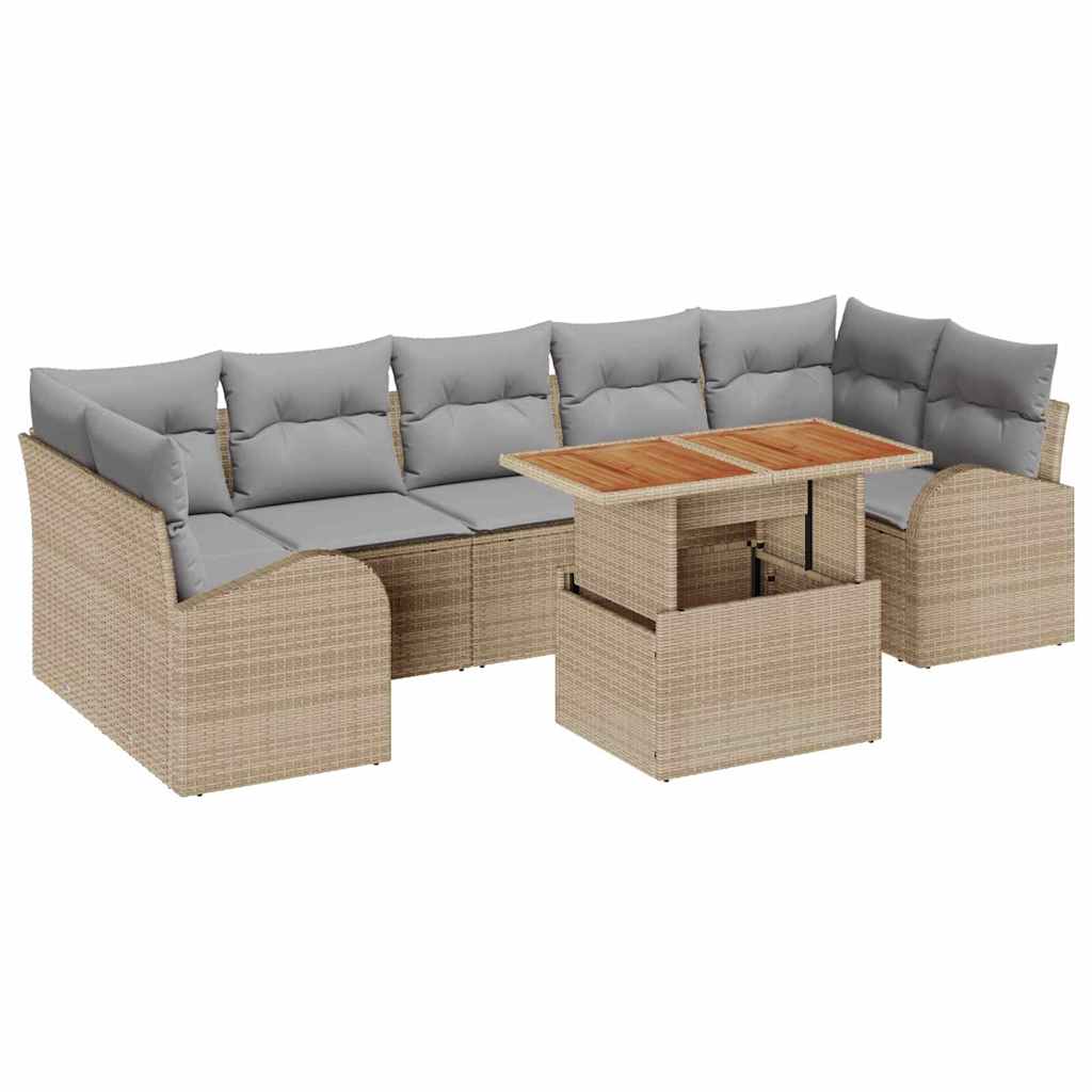 Havesofa Sæt med pude 8 pcs beige og lysegrå