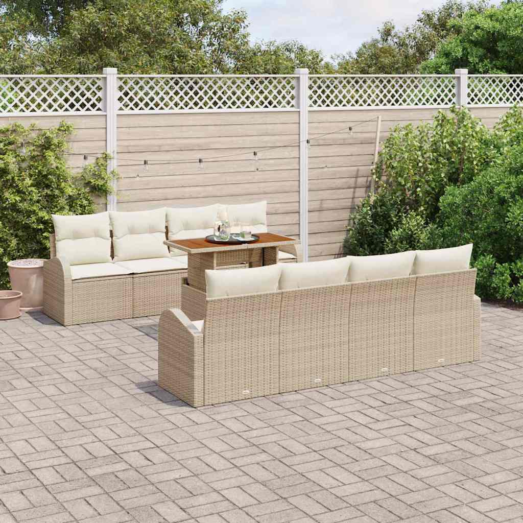 Havesofa Sæt med pude 7 pcs Beige og creme