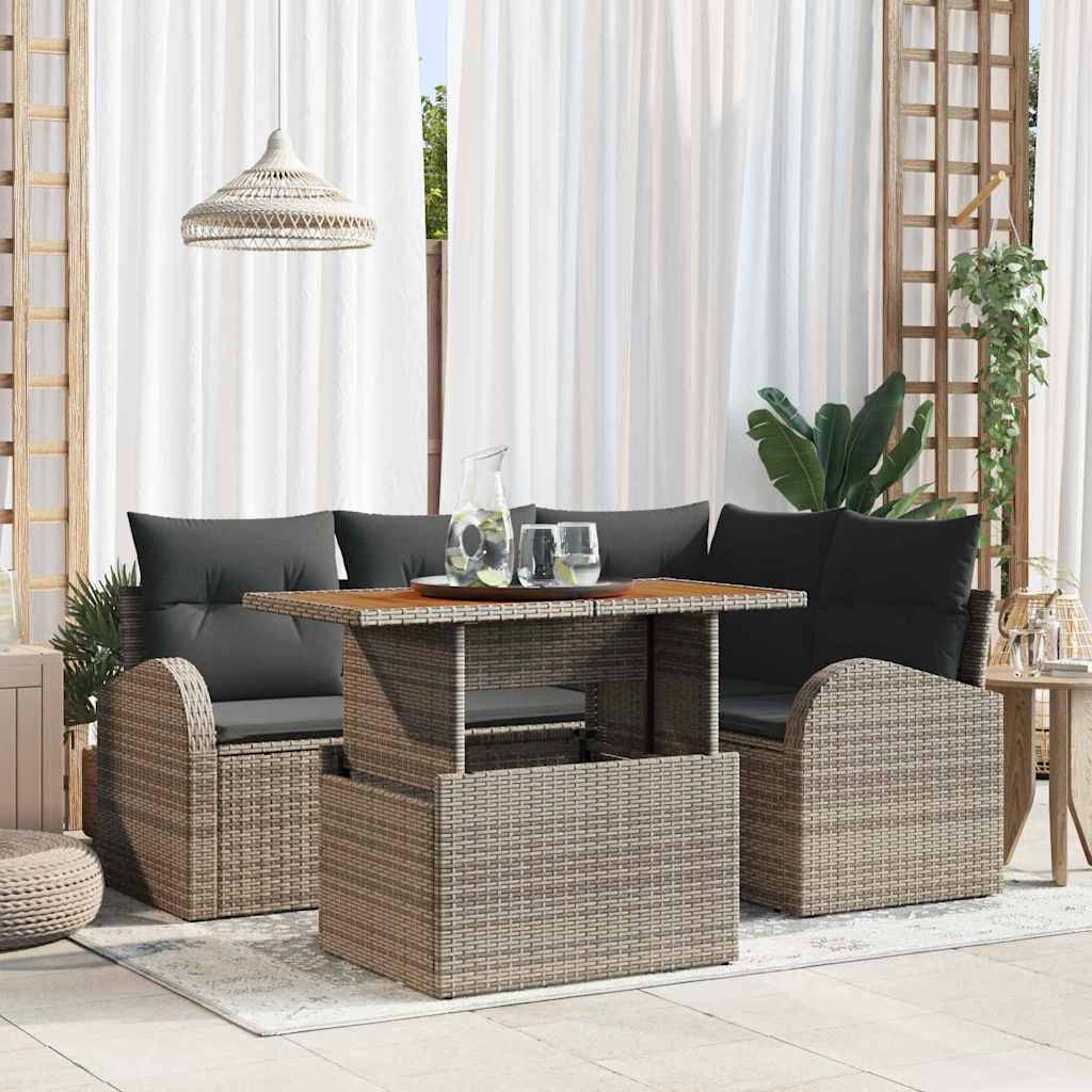 Havesofa Sæt med pude 5 pcs Grå